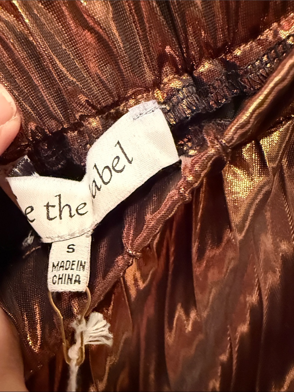 Metallic Pleated Maxi Skirt - Copper Brown - Picture 5 of 7